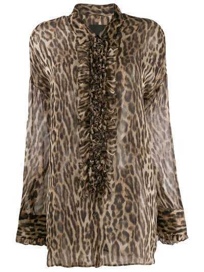 R13 блузка с леопардовым принтом и оборками