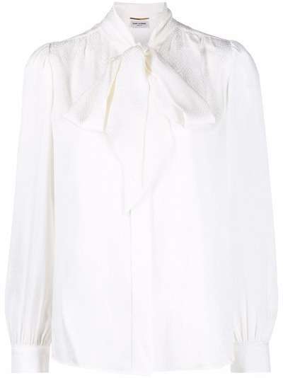 Saint Laurent шелковая блузка с бантом