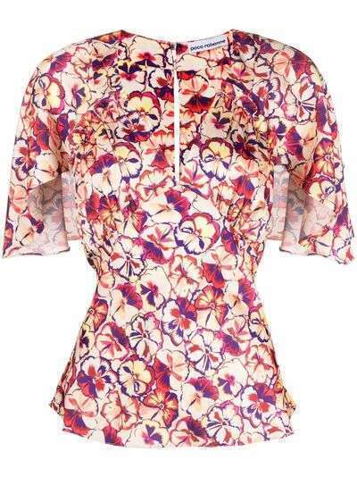 Paco Rabanne блузка с принтом и V-образным вырезом