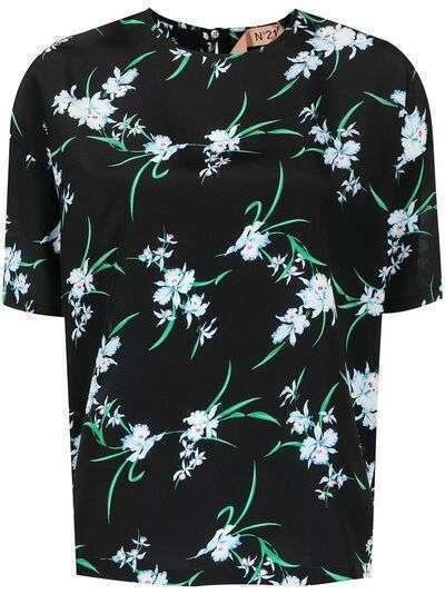Nº21 блузка с короткими рукавами и цветочным принтом
