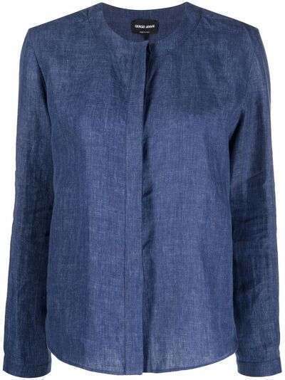 Giorgio Armani round-collar linen blouse