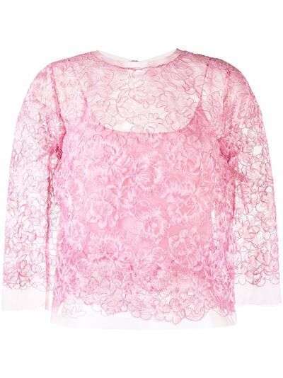 Ermanno Scervino полупрозрачная блузка с цветочной вышивкой