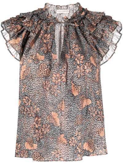 Ulla Johnson блузка с оборками и абстрактным принтом
