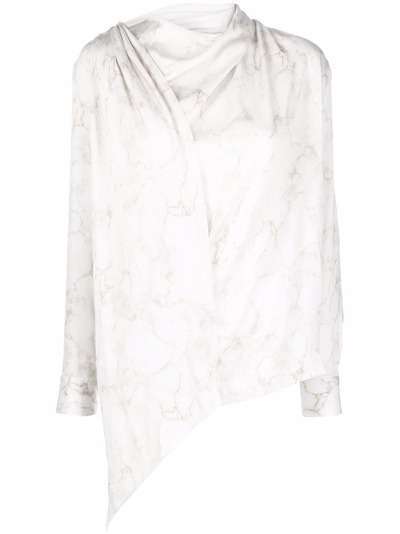 Materiel marble-print cowl neck blouse