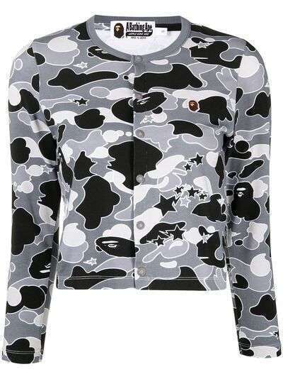 A BATHING APE® camouflage logo-print cardigan