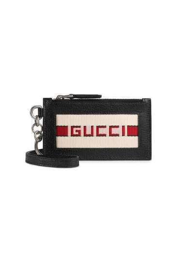 Gucci визитница с жаккардовой полоской 523815CWGRN