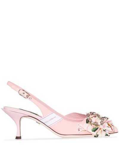 Dolce & Gabbana туфли с цветочным принтом и ремешком на пятке CG0332AA137