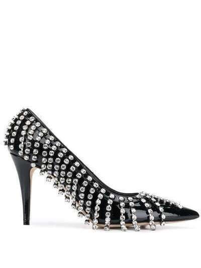 Christopher Kane туфли-лодочки с кристаллами PATENTCUPCHAINHEEL577624PF19BLACKCRYSTAL