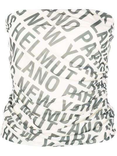 Helmut Lang graphic-print strapless top