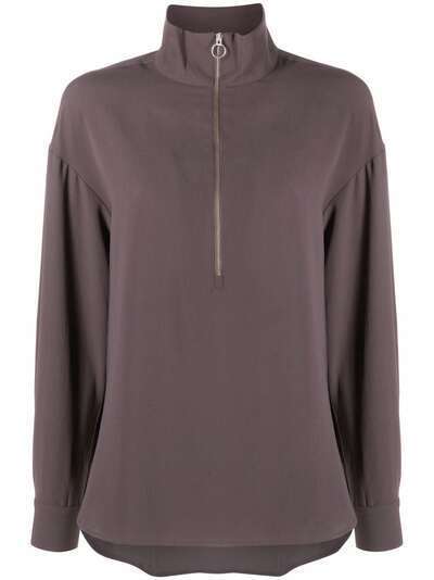 Closed funnel-neck zipped shirt