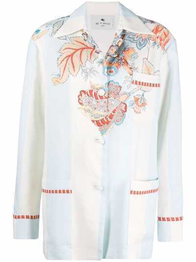 ETRO куртка-рубашка с цветочным принтом