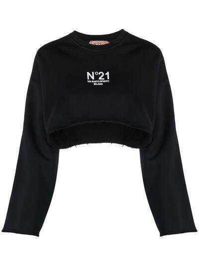 Nº21 logo-print cropped sweatshirt