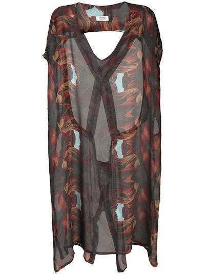 Orange Culture floral-print asymmetric tunic