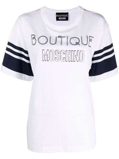 Boutique Moschino футболка с отделкой в полоску и логотипом