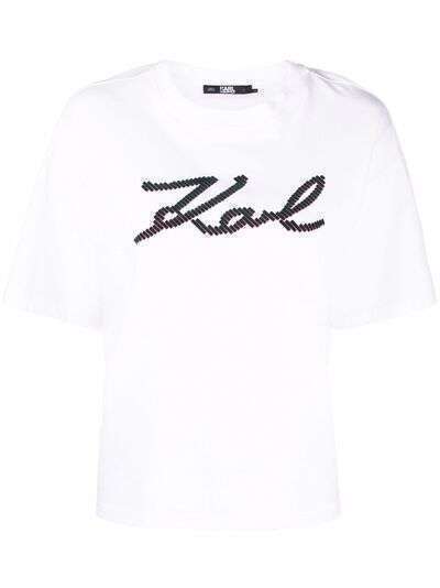 Karl Lagerfeld футболка с вышитым логотипом