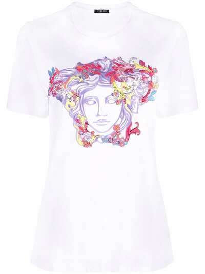 Versace футболка со стразами и декором Medusa
