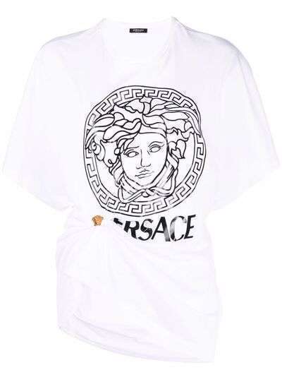 Versace футболка со сборками и декором Medusa