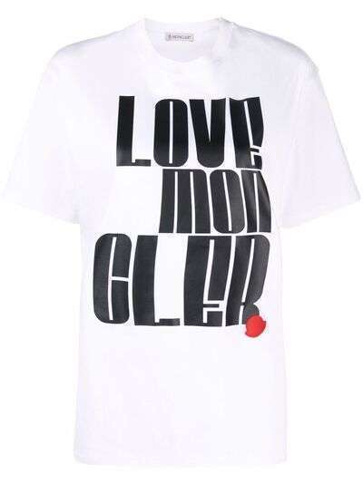 Moncler slogan-print logo-patch T-shirt