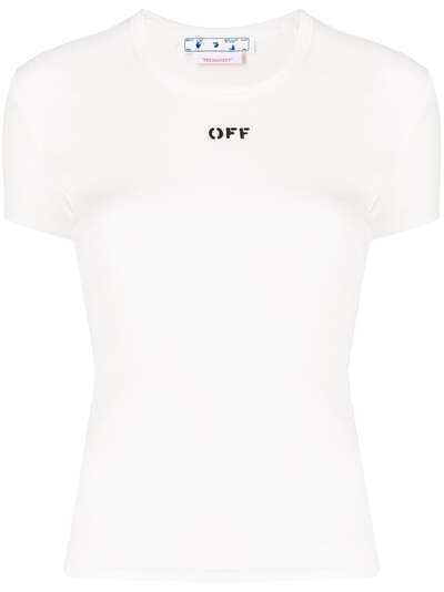 Off-White футболка в рубчик с логотипом