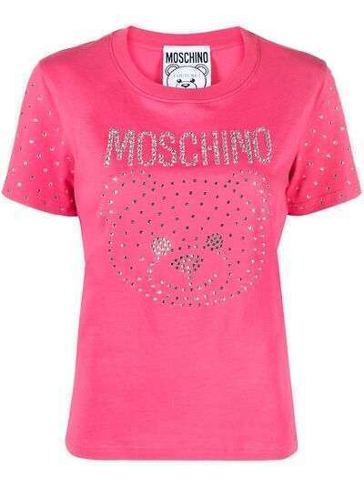 Moschino футболка с кристаллами и логотипом