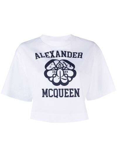 Alexander McQueen укороченная футболка с принтом