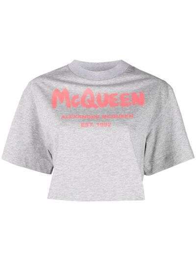 Alexander McQueen укороченная футболка с логотипом