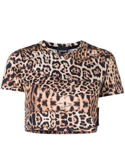 Just Cavalli укороченная футболка с леопардовым принтом