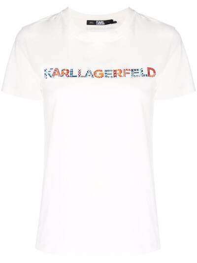 Karl Lagerfeld футболка из органического хлопка с вышитым логотипом