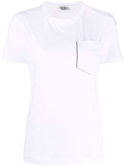 Brunello Cucinelli декорированная футболка с короткими рукавами