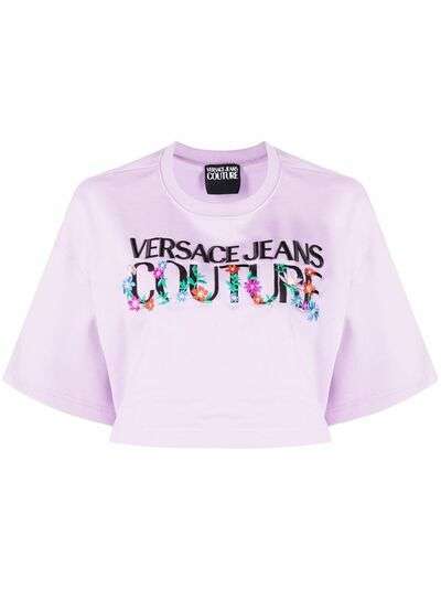 Versace Jeans Couture укороченная футболка с логотипом