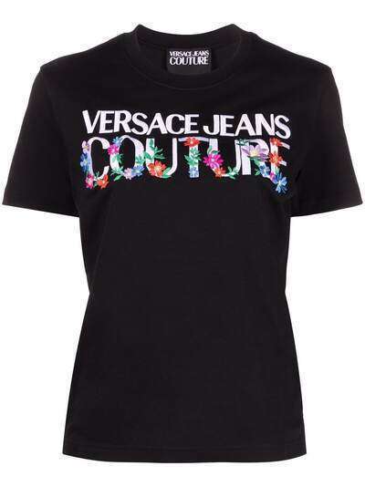 Versace Jeans Couture футболка с цветочной вышивкой