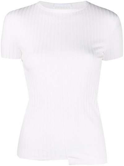 Helmut Lang футболка в рубчик асимметричного кроя