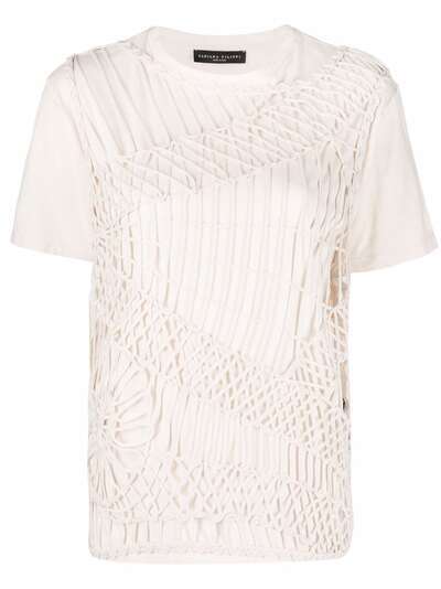 Fabiana Filippi crochet-panelled cotton T-shirt