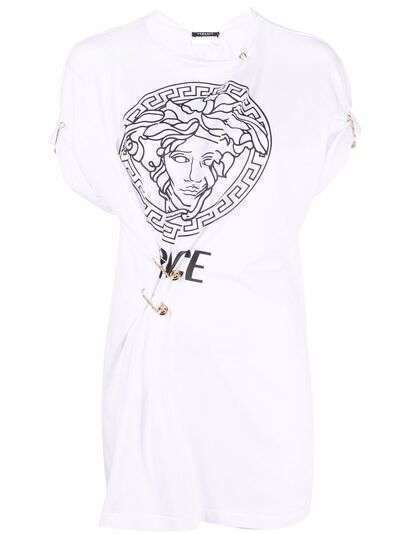 Versace футболка со сборками и принтом Medusa