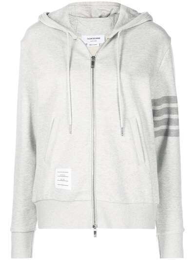 Thom Browne ZIP UP HOODIE IN CLASSIC LOOPBACK W/ TONAL 4 BAR