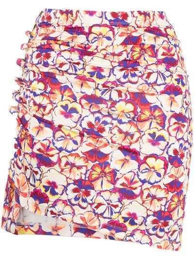 Paco Rabanne floral-print draped skirt