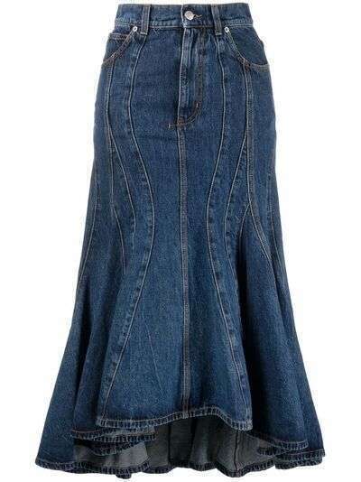 Alexander McQueen джинсовая юбка асимметричного кроя