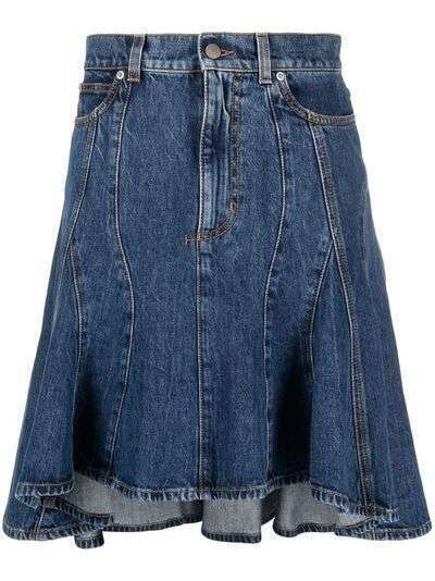 Alexander McQueen джинсовая юбка асимметричного кроя