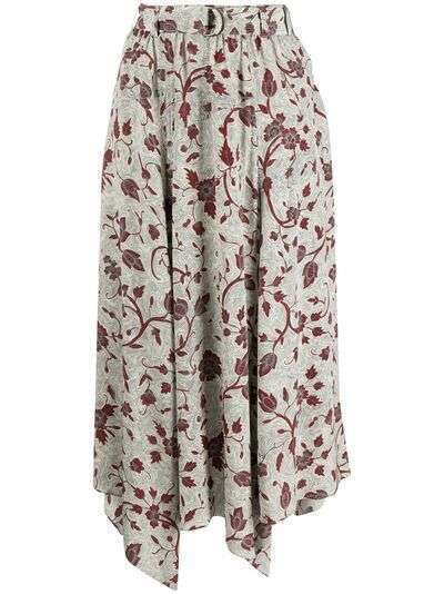 Ulla Johnson юбка с асимметричным подолом и цветочным принтом