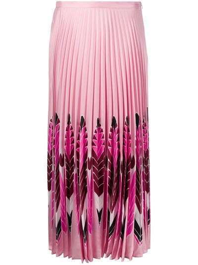 Valentino плиссированная юбка миди с принтом