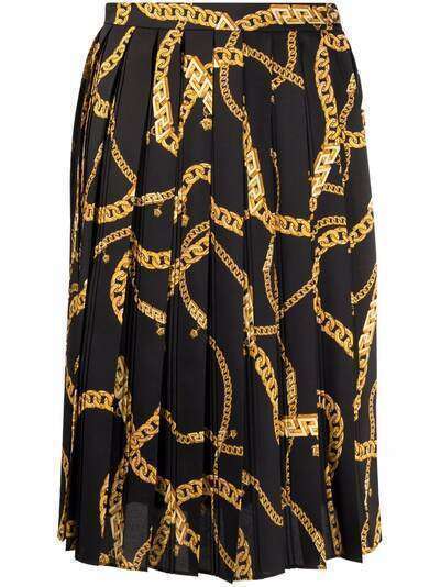 Versace юбка с узором La Greca и цепочкой
