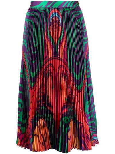 Versace плиссированная юбка миди с принтом Medusa Music