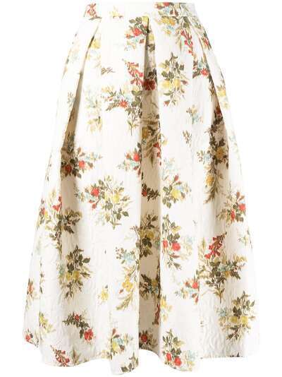 Erdem плиссированная юбка с цветочным принтом