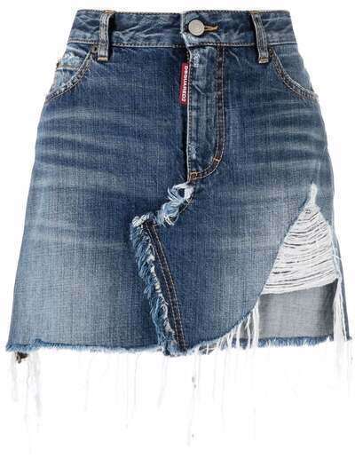 Dsquared2 джинсовая мини-юбка с эффектом потертости