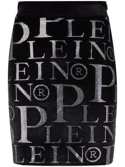 Philipp Plein юбка мини с логотипом из страз