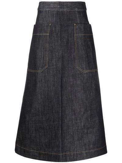 Studio Nicholson джинсовая юбка миди А-силуэта