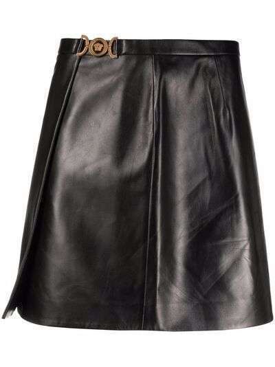 Versace юбка мини с запахом с декором Medusa