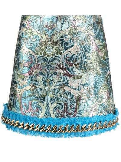 Versace юбка с цветочным принтом и бахромой