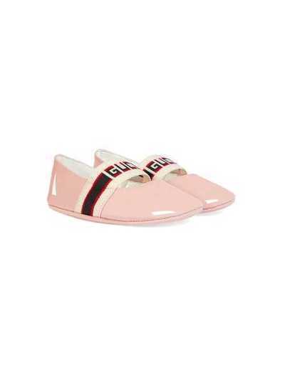 Gucci Kids лакированные балетки с полосками 'Gucci' 5529250IRD0