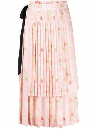 Simone Rocha двухслойная юбка с цветочным принтом